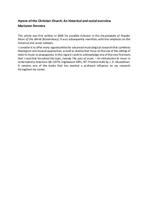 (PDF) Hymns of the Christian Church: An historical .